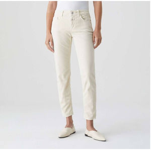 NWT Closed Glow Corduroy Stretch High Rise Tapered Leg Pants Beige Khaki Sz 25